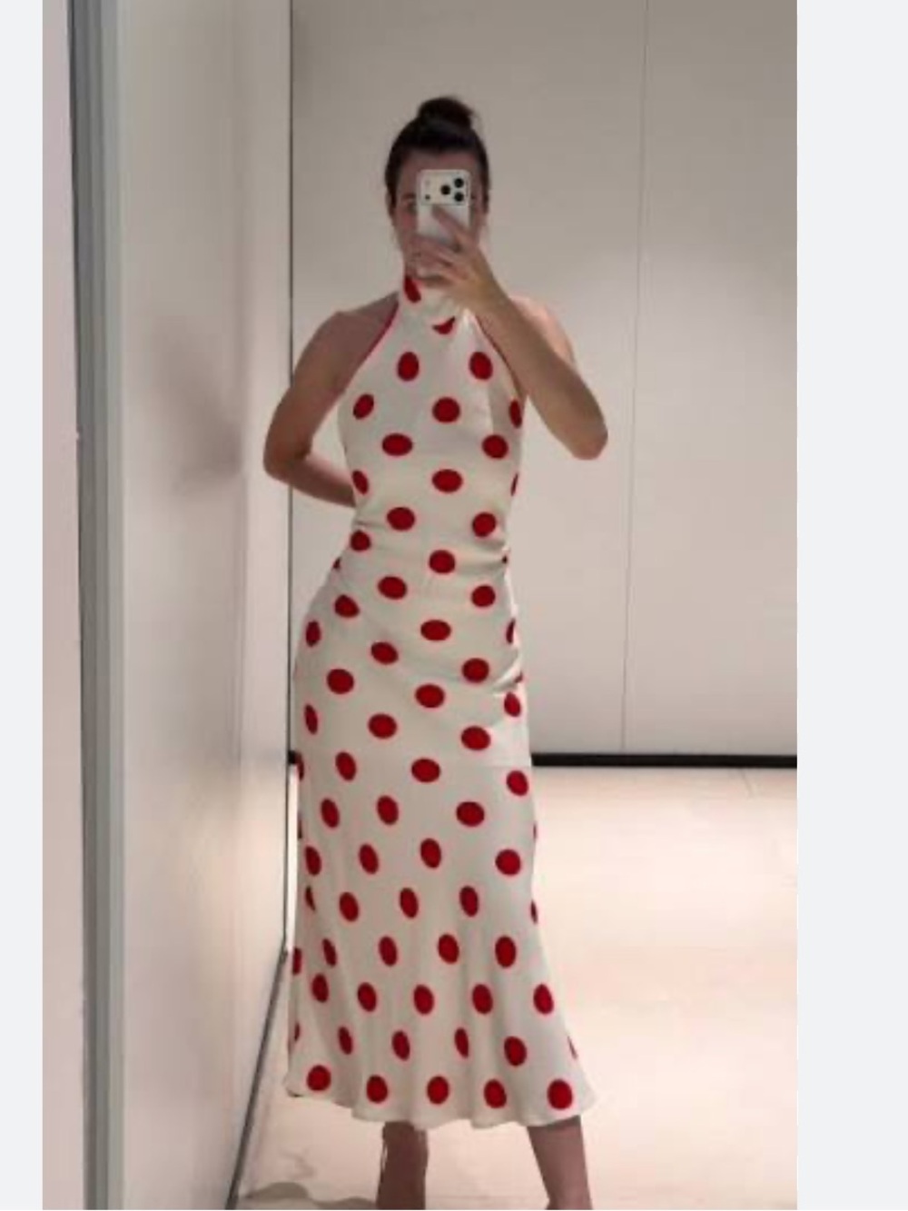 ZARA POLKA DOT HALTER MIDI DRESS - Picture 5 of 16